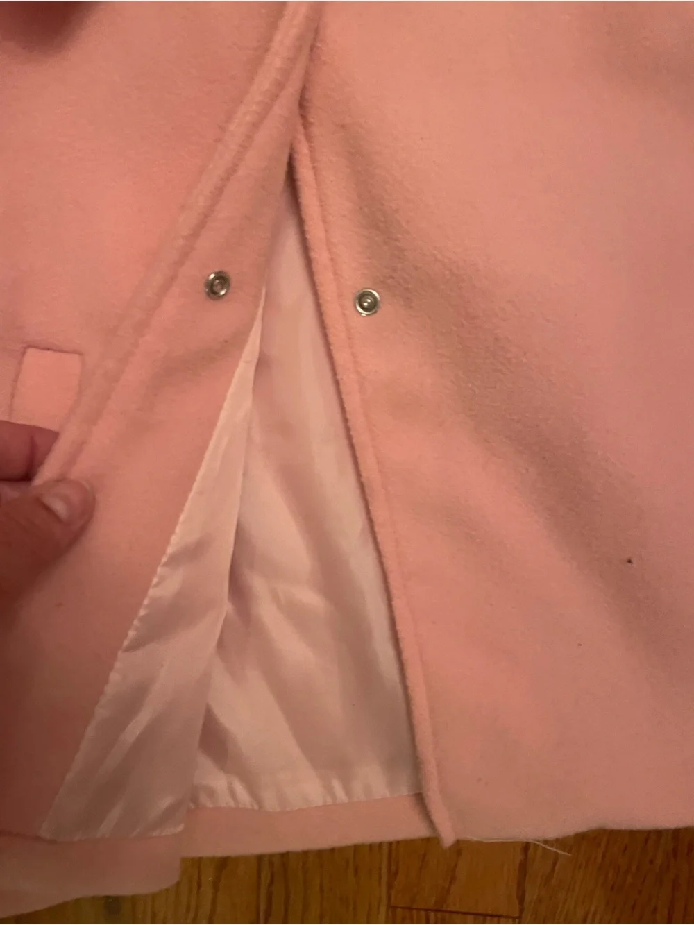 Girls Pink Bow-Detail Wool Coat. Size 6-7